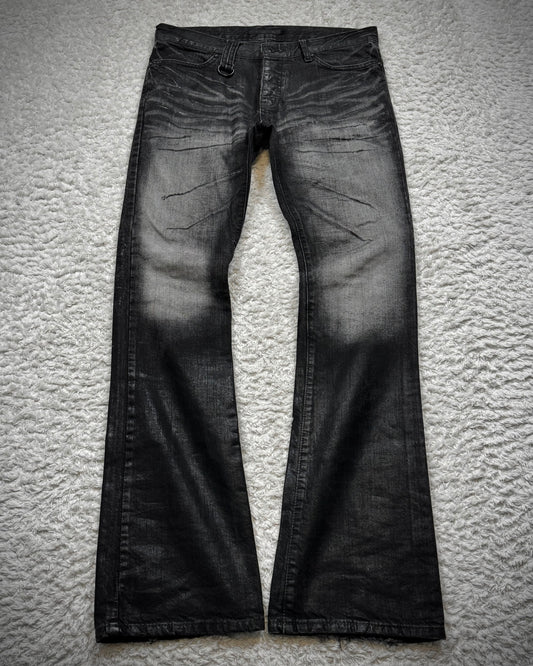 Fuga Waxed Whisker Coated Bootcut Jeans