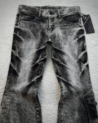 Tornado Mart Crocodile Pattern Lace Up Flared Jeans