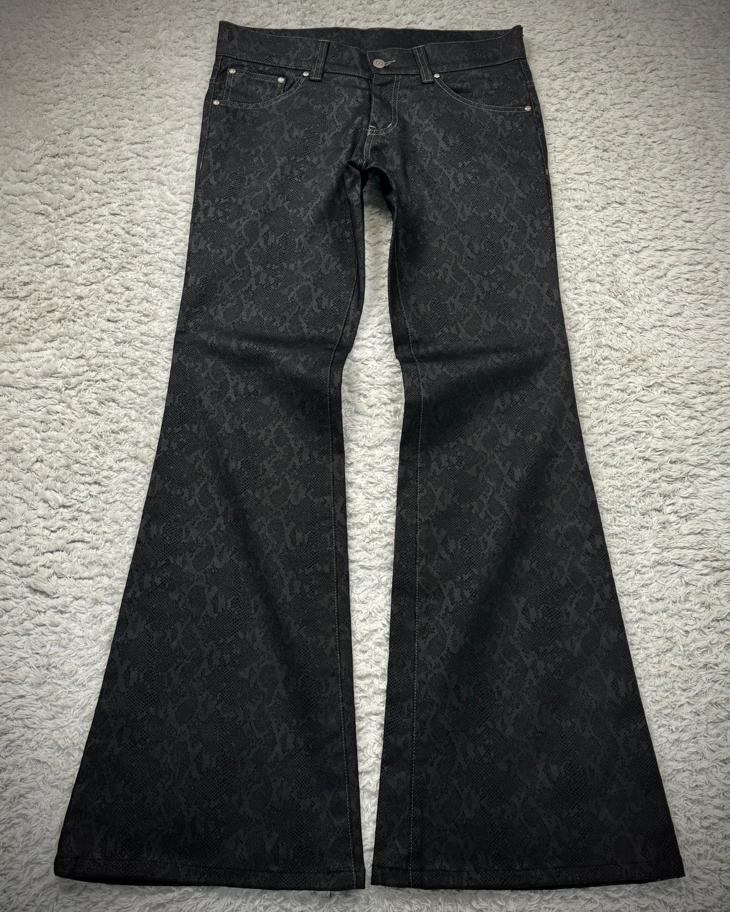 Tornado Mart Suit Python Pattern Blazer + Flared Pants Set