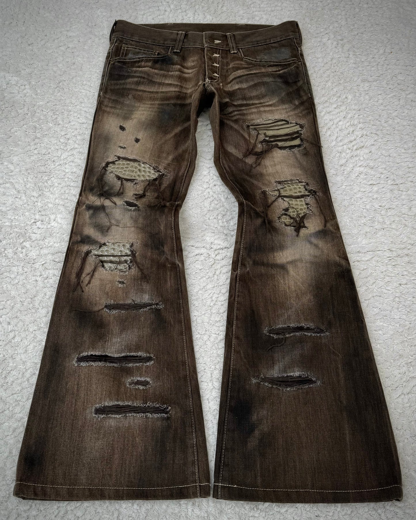 Tornado Mart Croc Repaired Flared Jeans