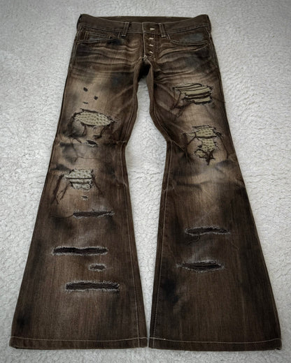 Tornado Mart Croc Repaired Flared Jeans