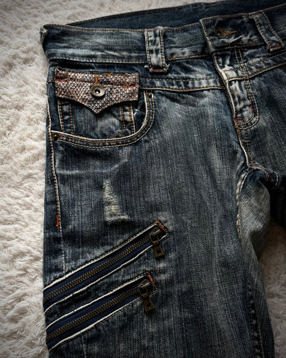 Semantic Design Python Detailed Spiral Flared Jeans