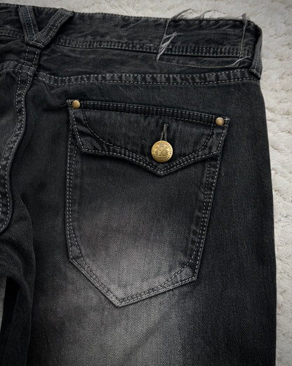 Vanquish Bordeaux Python Repaired Distressing Flared Jeans