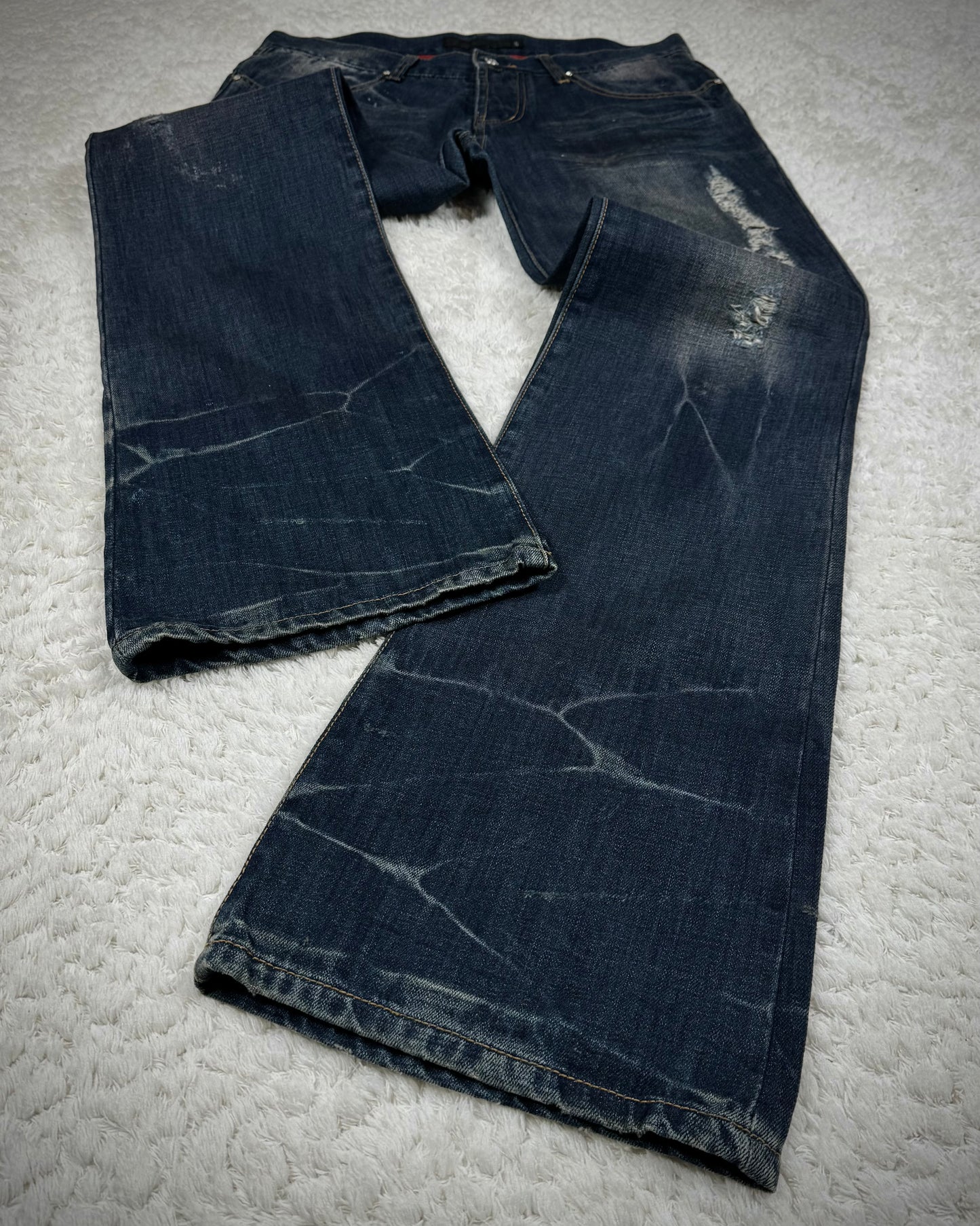 Fuga Whisker Washed Flared Jeans