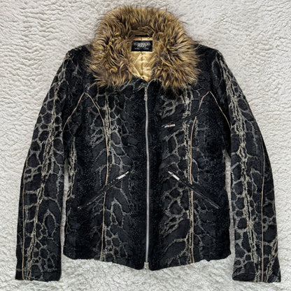 Tornado Mart Micro-Velvet Leopard Fur Jacket