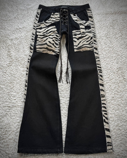 The Space Between Us Zebra Lace Up Flared Pants