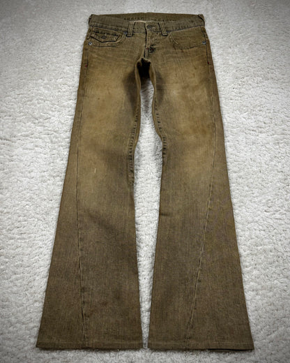 Tornado Mart Mud Washed Western Spiral Flared Jeans