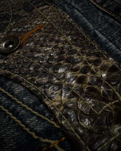 Semantic Design Python Detailed Spiral Flared Jeans