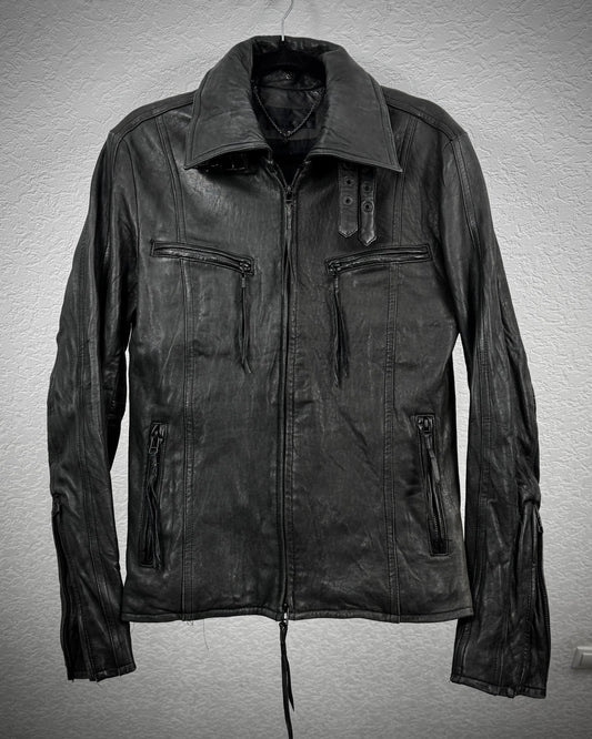 Schorl Textured Leather Tassel Jacket