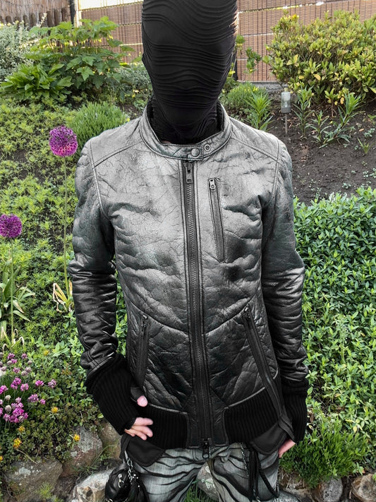 L.G.B. Metallic Deerskin Leather Rider Jacket