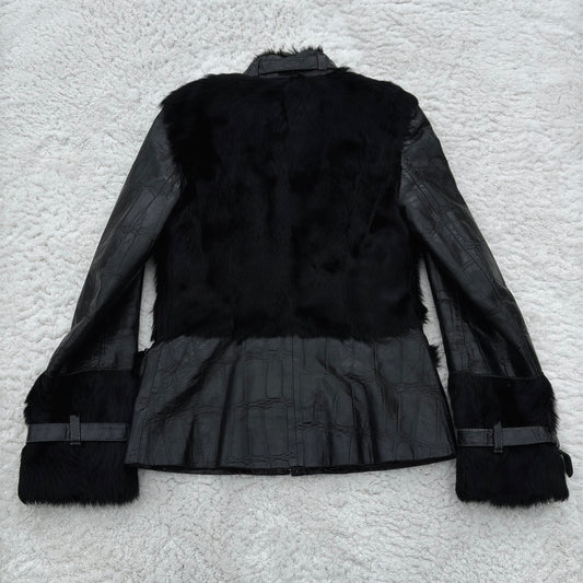 Franco Ferretti Croco Leather Fur Jacket