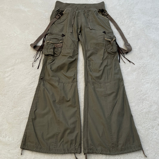 G.O.A Military Flared Suspender Cargo Pants