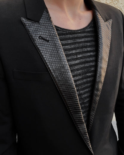 Saint Laurent Paris SS15 Python Lapel Blazer
