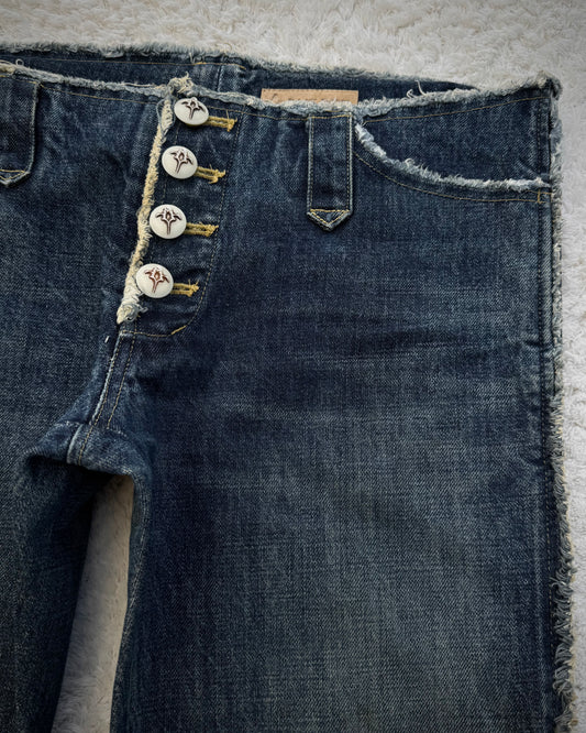 Back Bone Fringed Raw Constructed Flared Denim