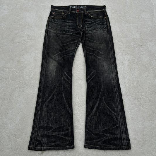 Edwin Blue Trip Washed Flared Denim