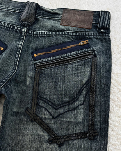 Tornado Mart Tribe Skull Embroidery Flared Jeans