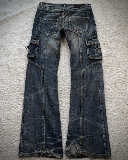 Lowbox Double Waisted Lace Up Clawmarks Flared Jeans