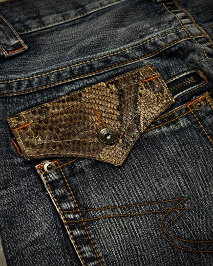 Semantic Design Python Detailed Spiral Flared Jeans