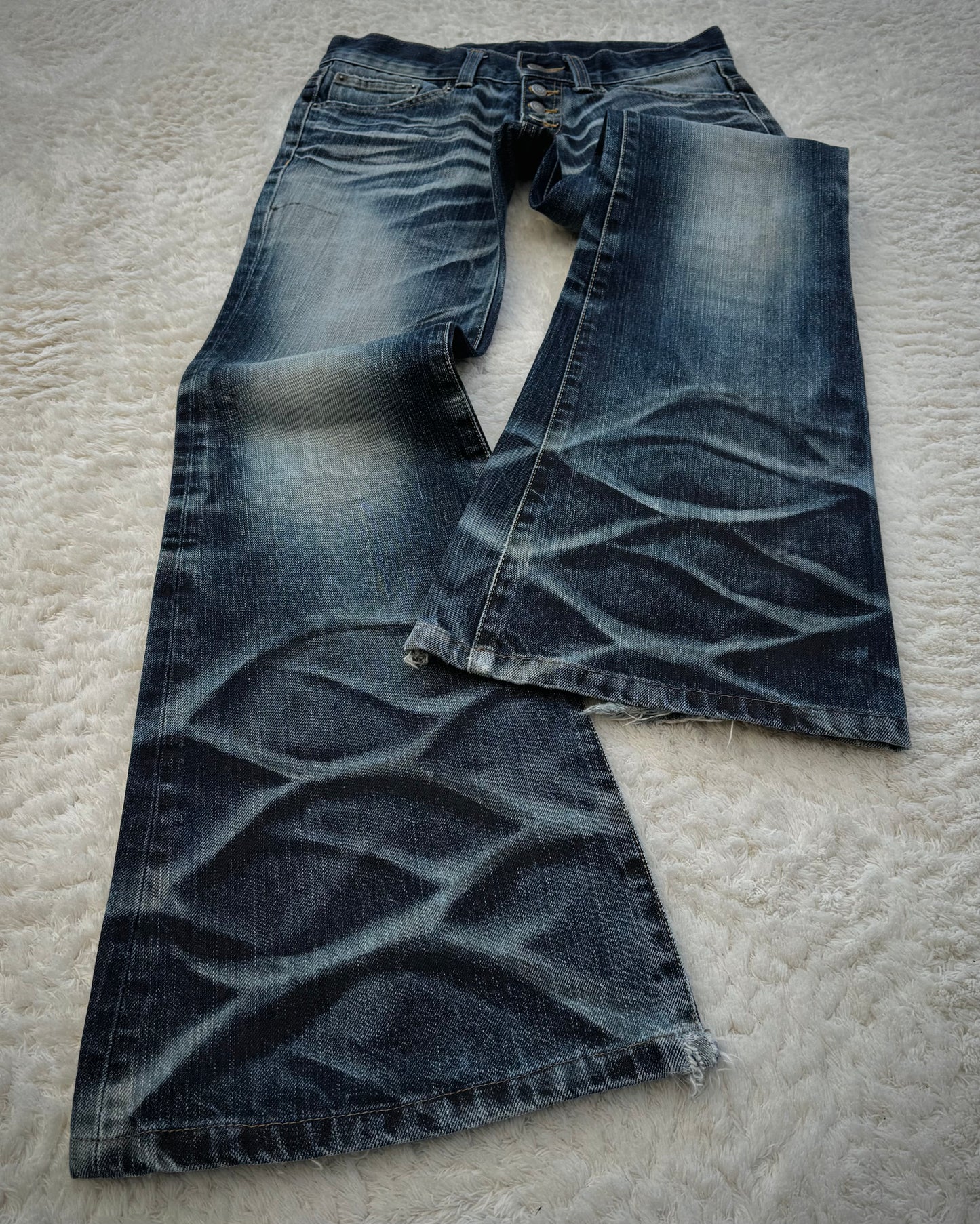 Tornado Mart Heavy Whisker Washed Flared Jeans