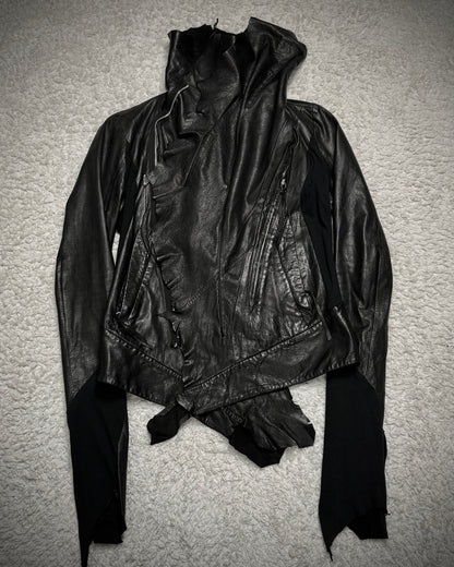 Ekam Asymmetrical Raw Cut Sheepskin Leather Jacket