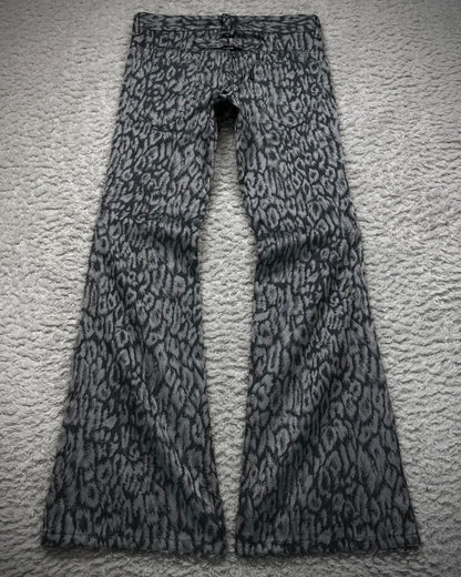 Tornado Mart Cheetah Pattern Jacquard Flared Pants