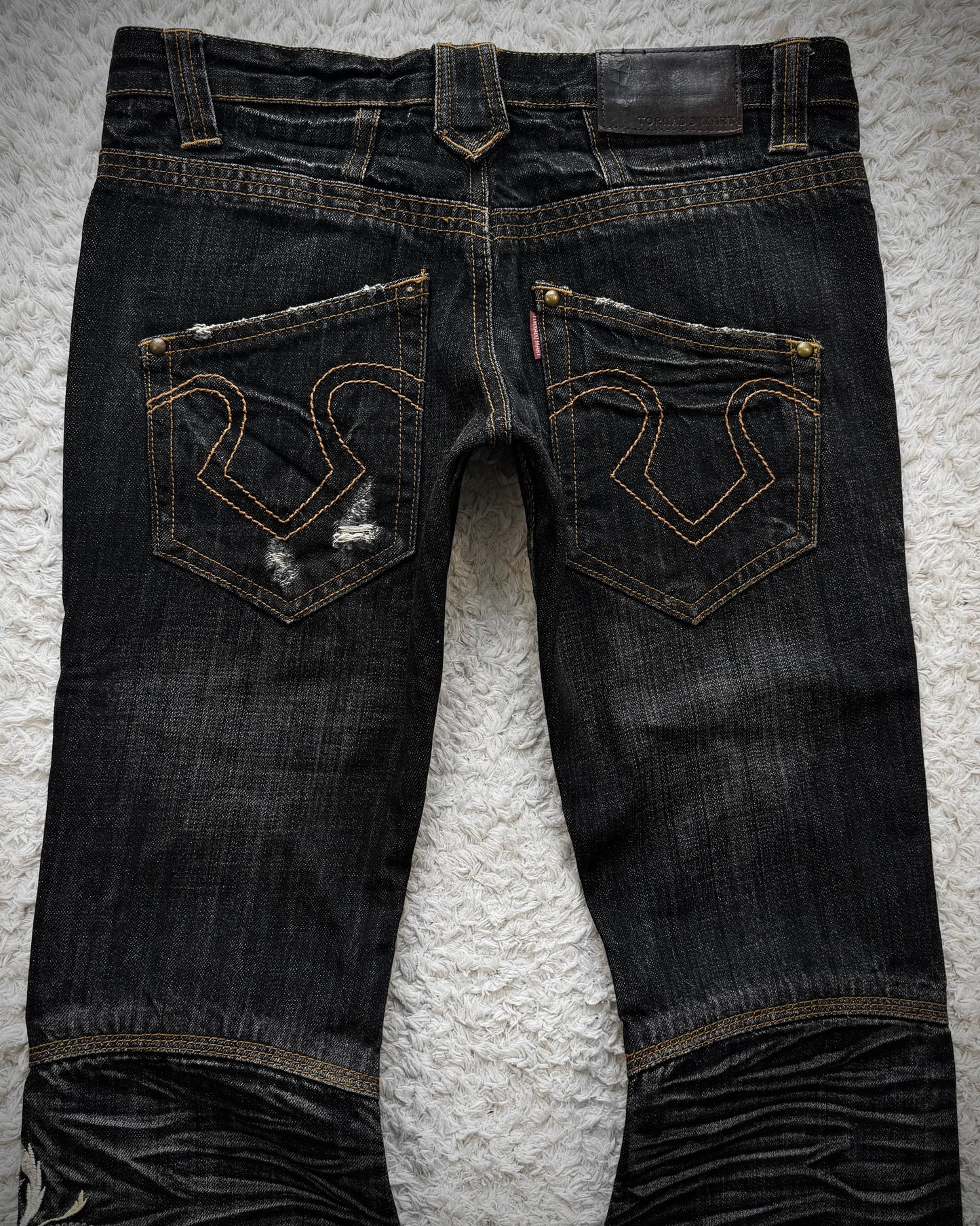 Tornado Mart Tribal Tattoo Embroidery Flared Jeans