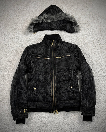 Bernings Sho Python Pattern Fur Hood Puffer Jacket