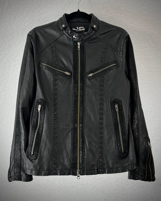 Jack Rose Python Waxed Scar Stitched Leather Jacket