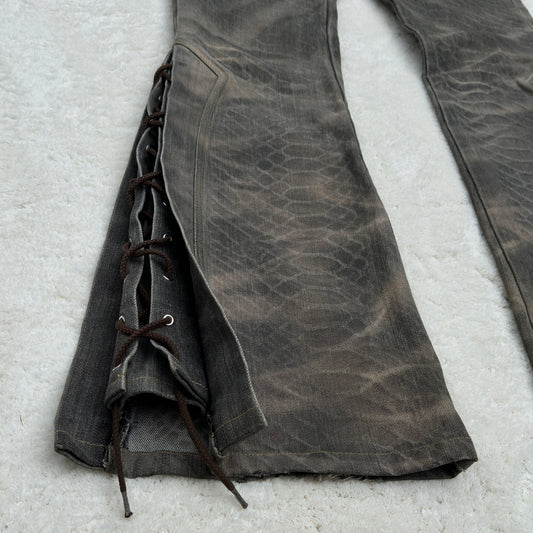 Tornado Mart Flared Lace-Up Pants