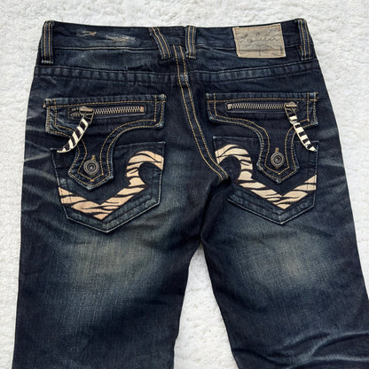 Lolita Whisker Wash Zebra Pocket Flared Jeans