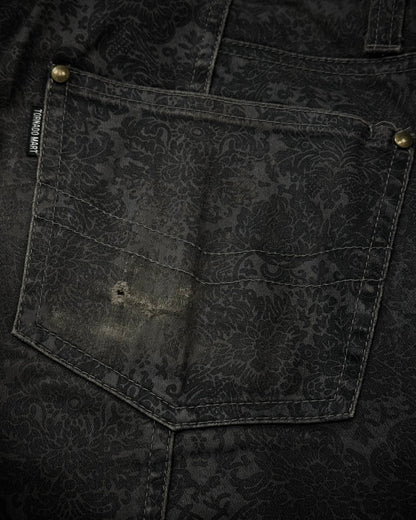 Tornado Mart Lace Up Antique Pattern Flared Pants