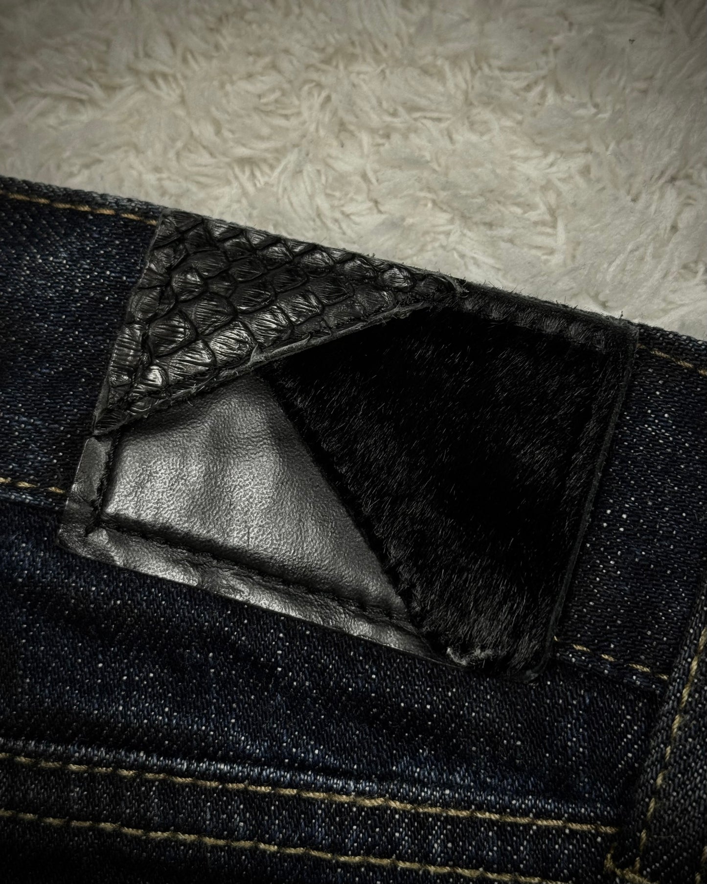 Fuga Texture Distressed Clawmarks Washed Bootcut Denim