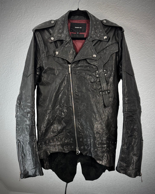 Yasuyuki Ishii Studded Raw Cut Leather Patchwork Jacket