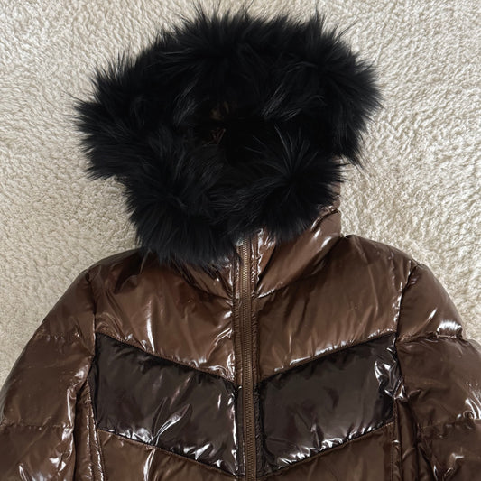 Tornado Mart Glossy Raccoon Fur Puffer Jacket