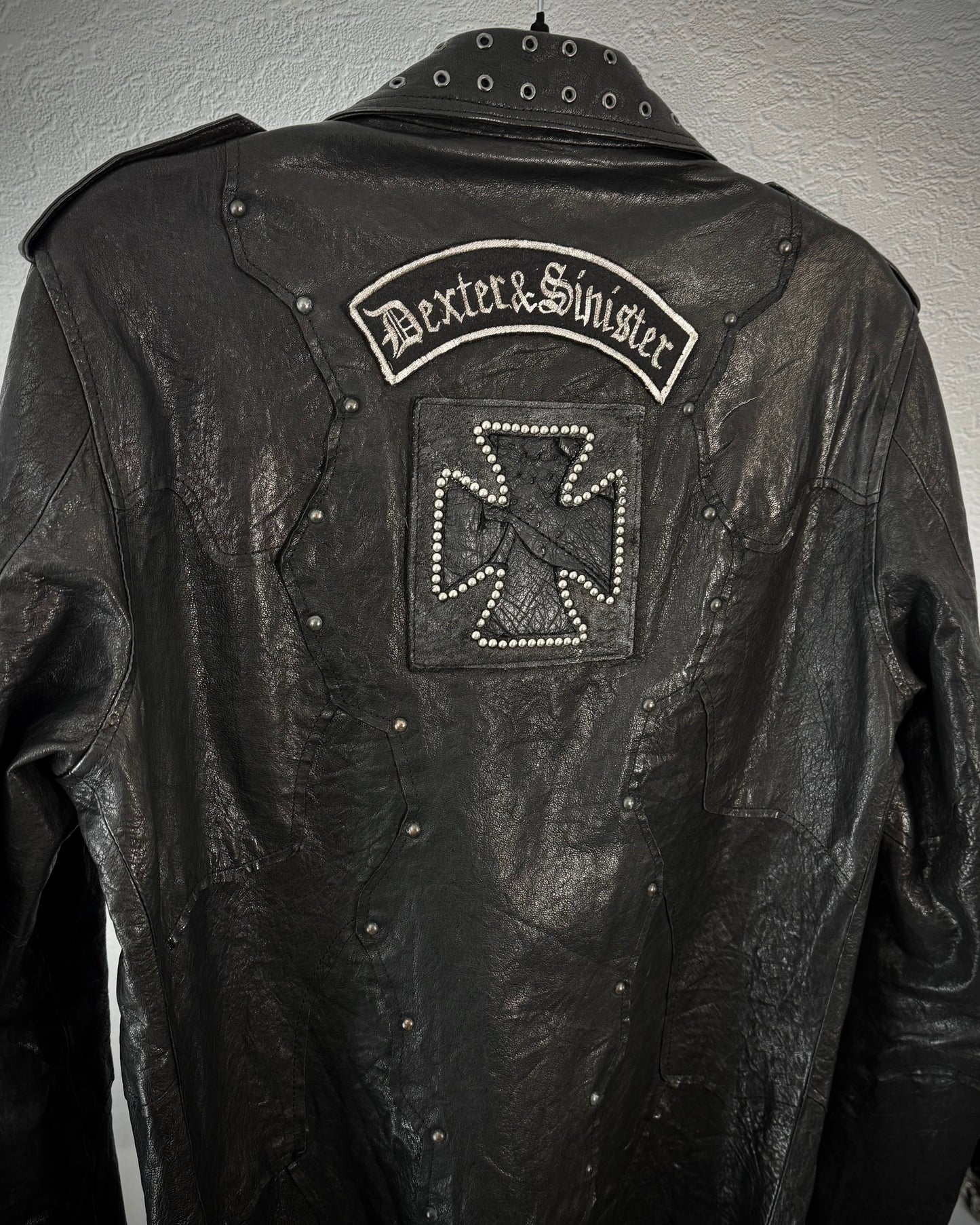 Yasuyuki Ishii Studded Raw Cut Leather Patchwork Jacket