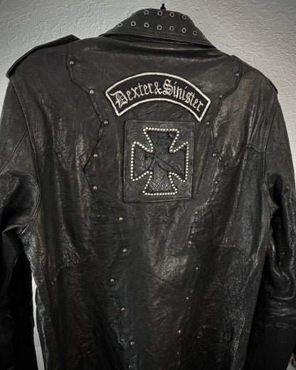 Yasuyuki Ishii Studded Raw Cut Leather Patchwork Jacket