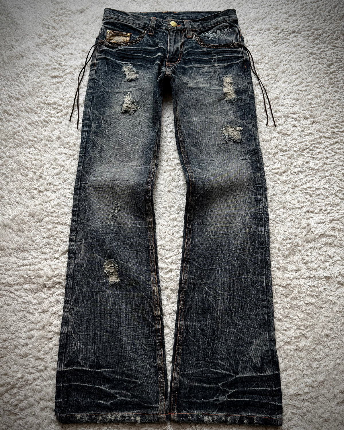 Zero Sail Leather Detailed Vintage Bootcut Jeans