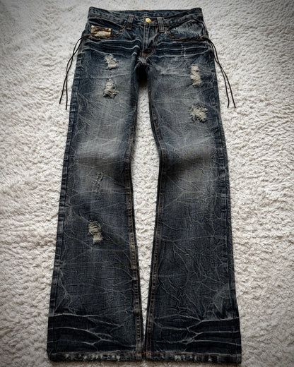 Zero Sail Leather Detailed Vintage Bootcut Jeans
