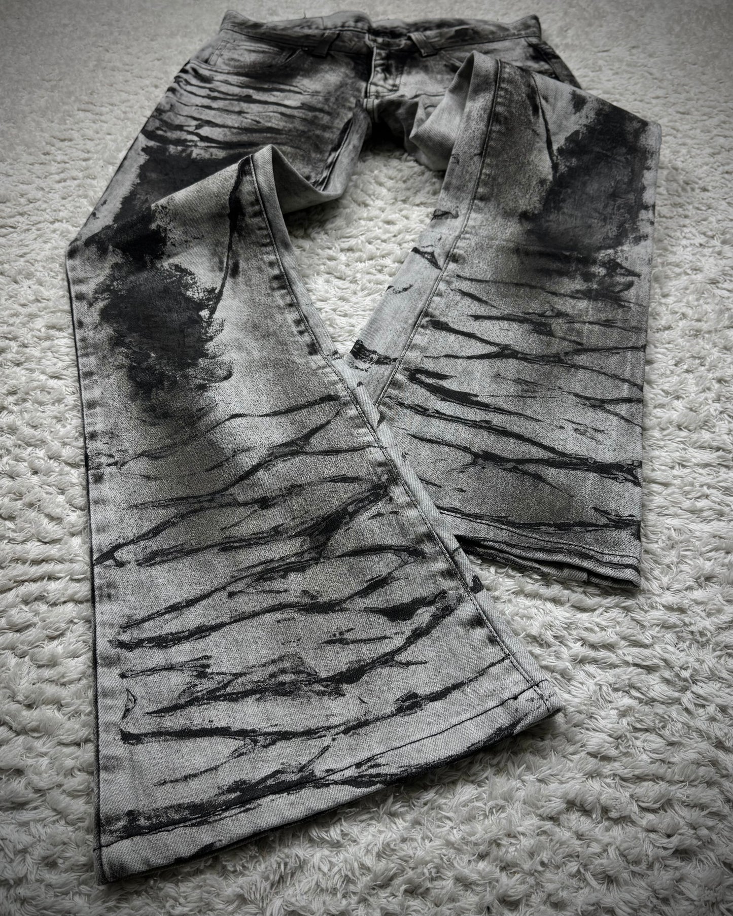 Tornado Mart Ash Clawmarks Coated Flared Jeans