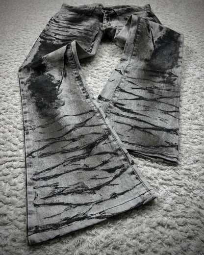 Tornado Mart Ash Clawmarks Coated Flared Jeans