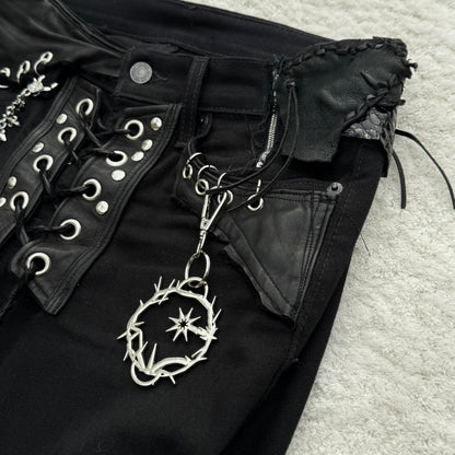 Shohei Takamiya „Hybrid“ Pierced Flared Leather Lace-Up Pants