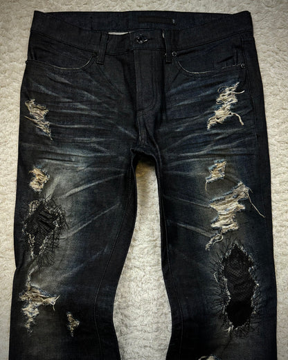 Fuga Python Repaired Distressing Clawmarks Bootcut Denim