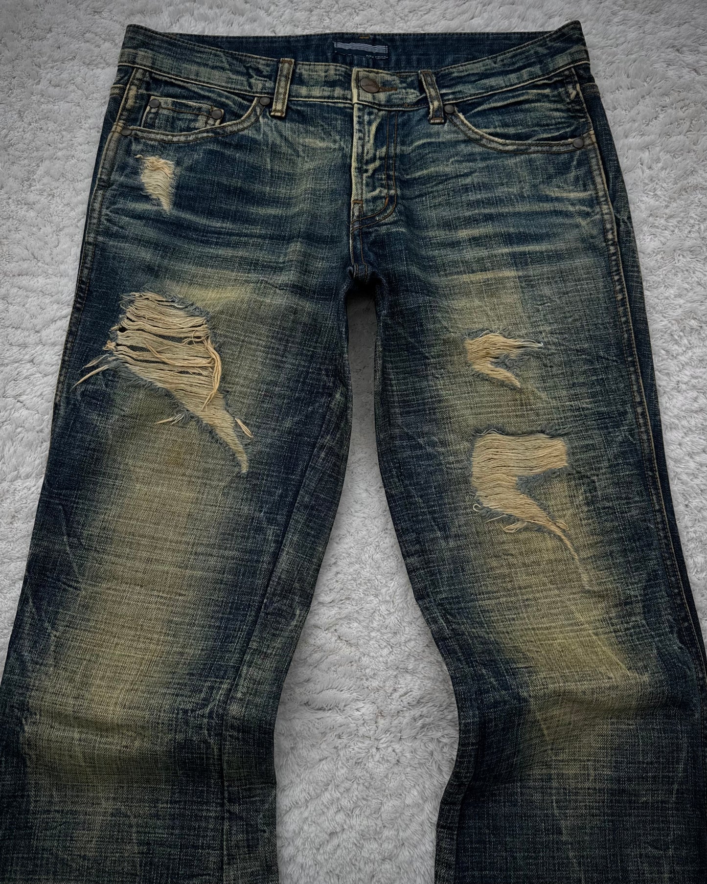 Ozz First Mud Wash Distressed Flared Jeans