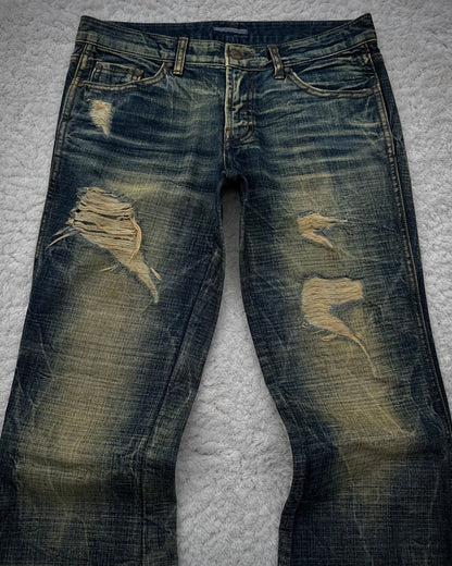 Ozz First Mud Wash Distressed Flared Jeans