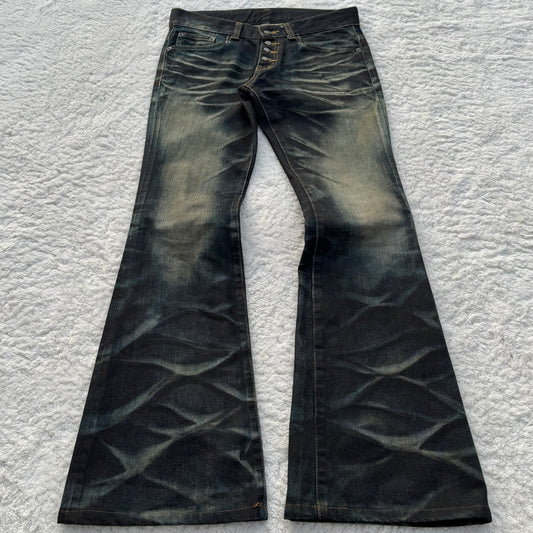 Tornado Mart Whisker Mud Washed Flared Jeans