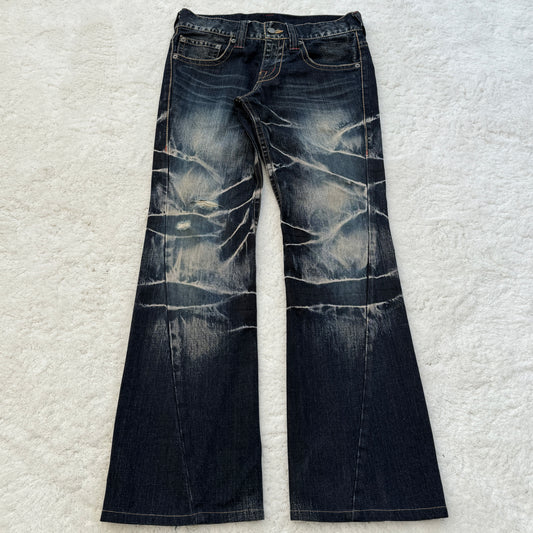 Tornado Mart Washed Spiral Flared Jeans