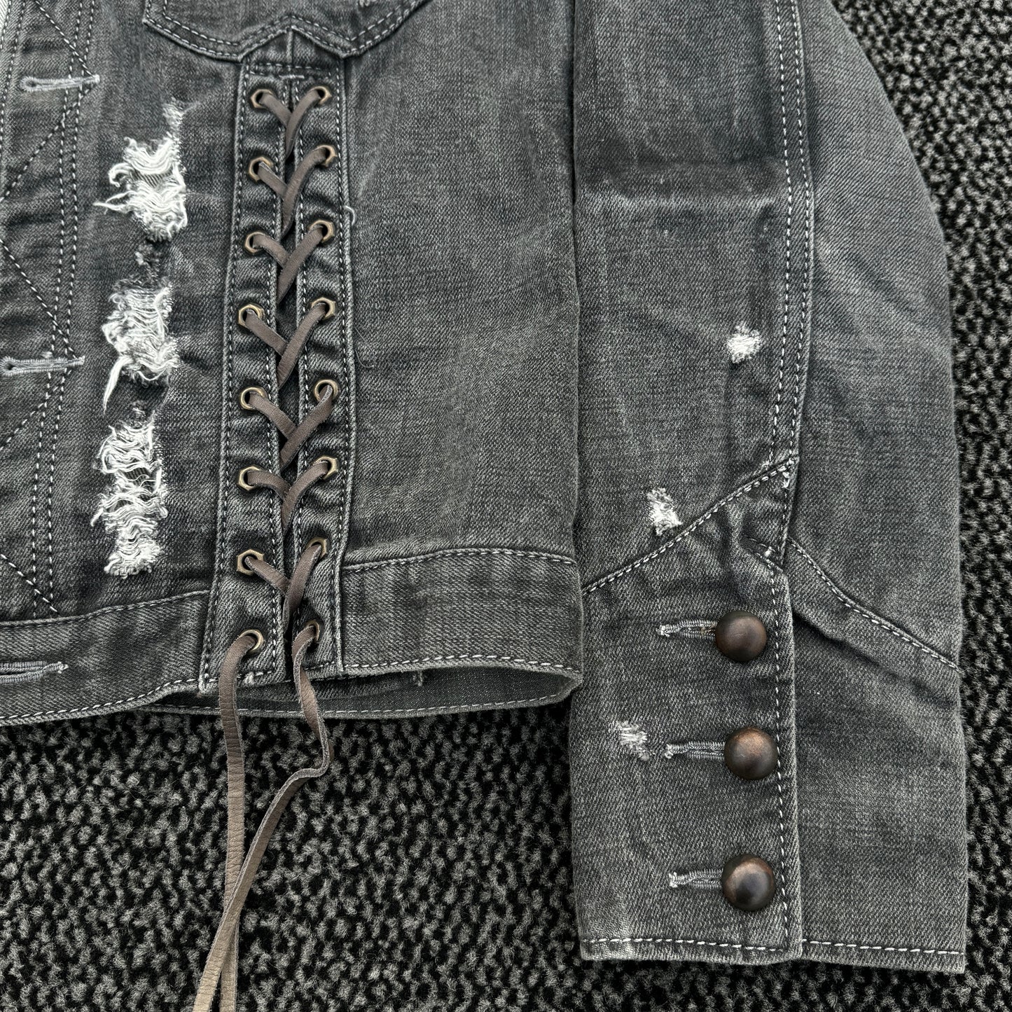 Obelisk Lace-Up Denim Jacket