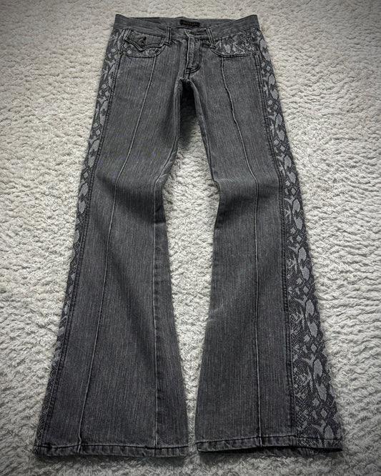 Morgan Homme Python Pattern Flared Jeans