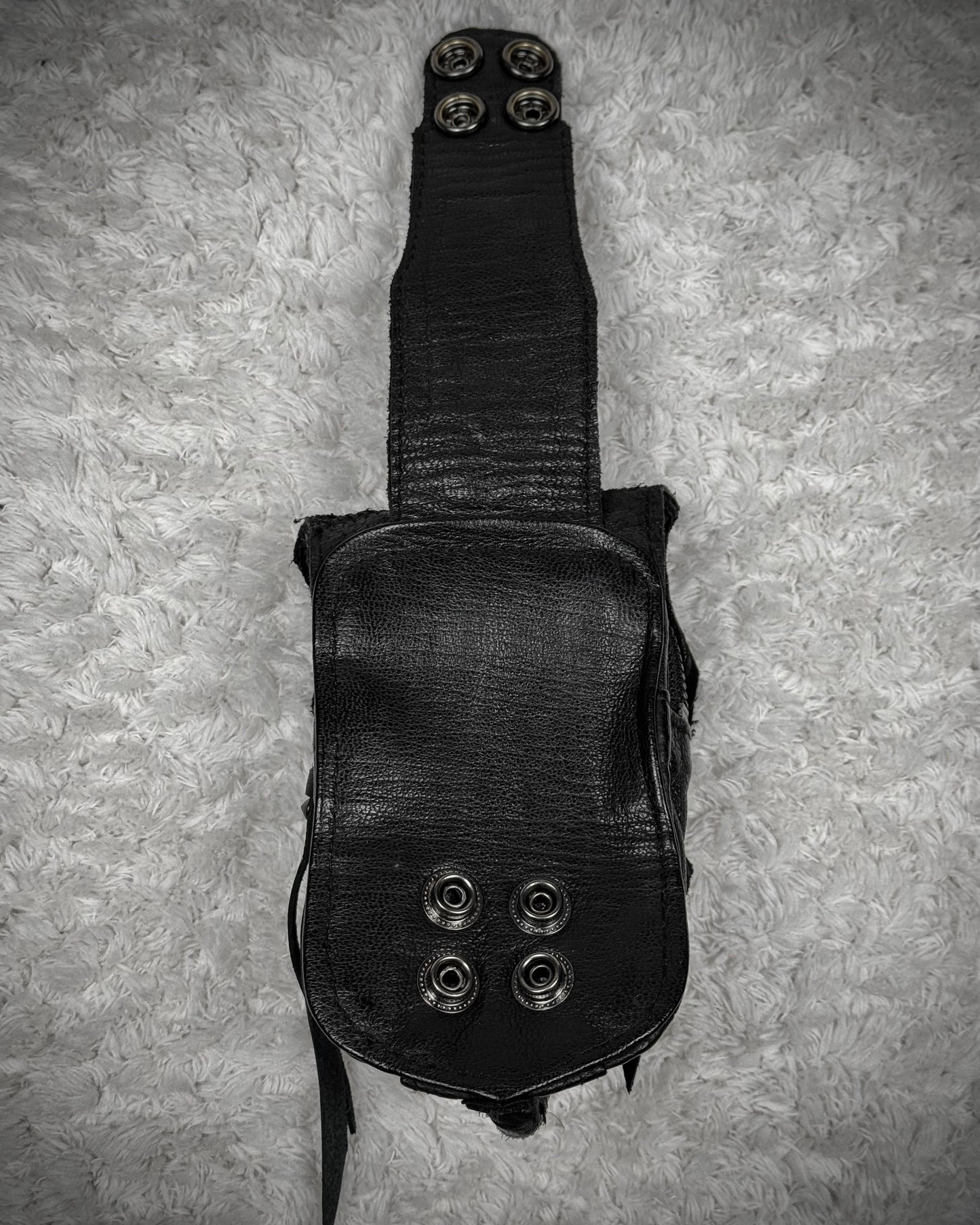 KMRii Cross Serpent Studded Scar Stitched Leather Pouch