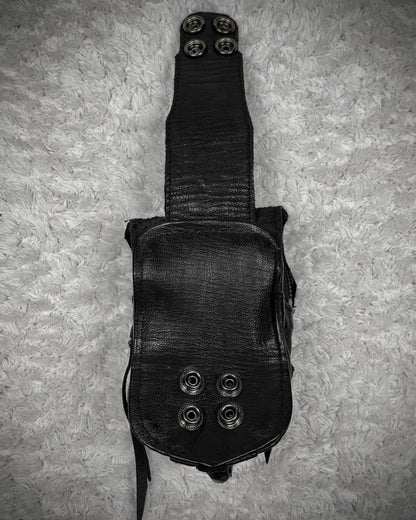 KMRii Cross Serpent Studded Scar Stitched Leather Pouch